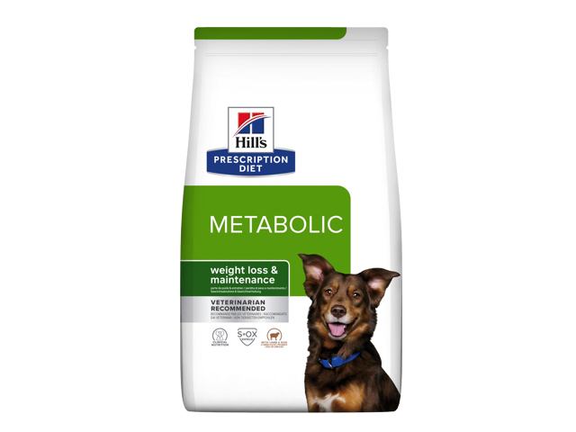 Hill's PRESCRIPTION DIET Metabolic sausas maistas šunims su ėriena su ryžiais Svorio reguliavimui 12 kg