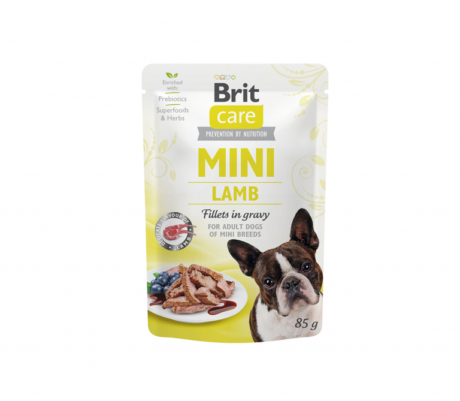 Brit-Care-Mini-kons.-sunims-maiseliuose-Lamb-fillets-in-gravy-85g