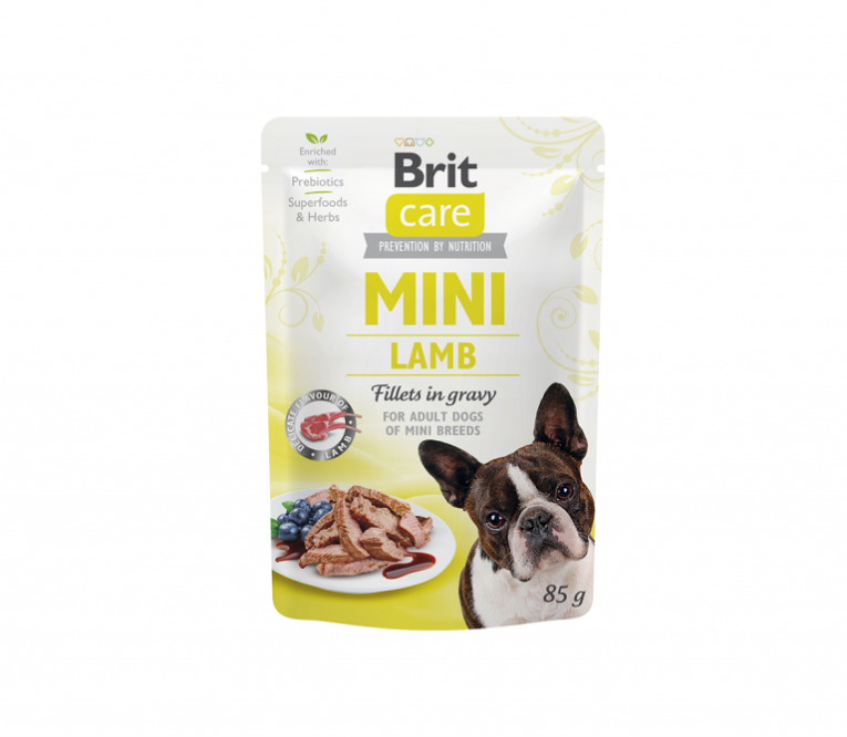 Brit-Care-Mini-kons.-sunims-maiseliuose-Lamb-fillets-in-gravy-85g