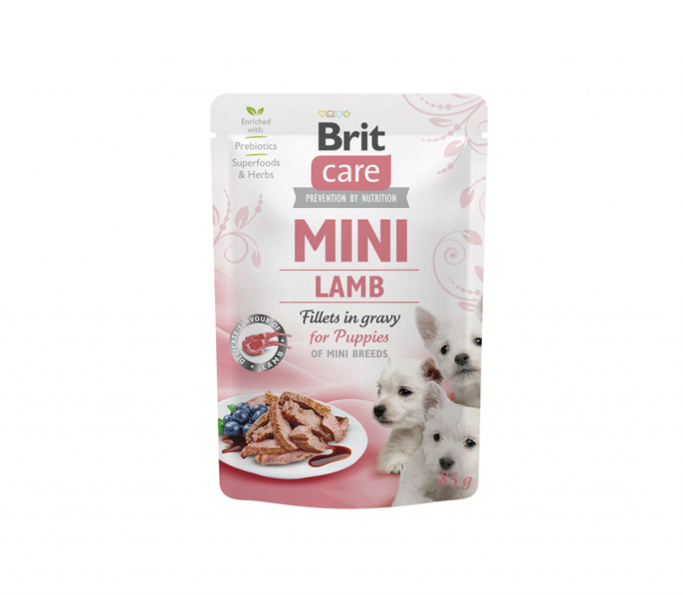 Brit-Care-Mini-kons.-suniukams-maiseliuose-Puppy-Lamb-fillets-in-gravy-85g