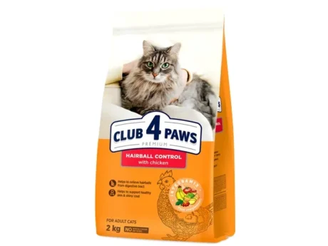 CLUB-4-PAWS-Premium-visavertis-edalas-suaugusioms-katems-su-vilnos-pasalinimu-is-virskinamojo-trakto-efektu-„Hairball-control-2-kg