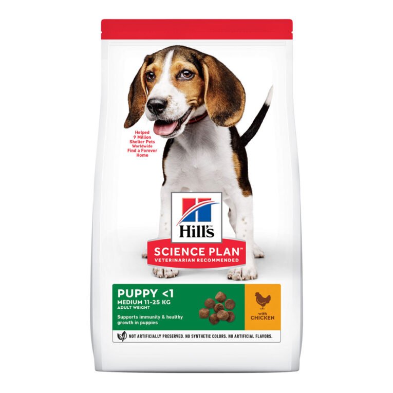 Hill´s-Science-Plan-Puppy-Medium-Chicken-sausas-maistas-su-vistiena