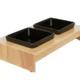 TRIXIE-Bowl-set-ceramic-wood-2x0.4-l-13x13-cm-36x7x19-cm-black-natural