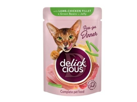 Delickcious-konservai-su-eriena-vistiena-ir-zaliosiomis-pupelemis-katems-12x85g