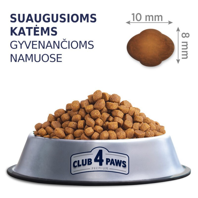 CLUB-4-PAWS-Premium-visavertis-maistas-suaugusioms-katems-gyvenancioms-patalpose-„Indoor-4-in-1