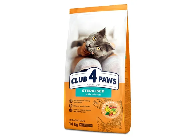 CLUB-4-PAWS-Premium-visavertis-sausas-maistas-suaugusioms-sterilizuotoms-katems-su-lasisa-14-kg
