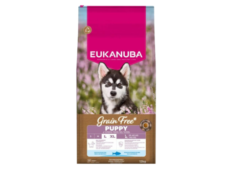 Eukanuba Grain Free sausas maistas dideliu veisliu suniukams su zuvimi L kg