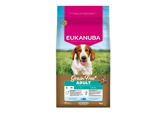 Eukanuba Grain Free sausas maistas mazu ir vidutiniu veisliu sunims su zuvimi SM kg