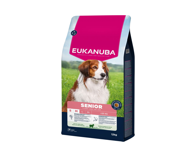 Eukanuba Life Care Senior sausas maistas mazu ir vidutiniu veisliu senyviems sunims su eriena ir ryziais SM kg