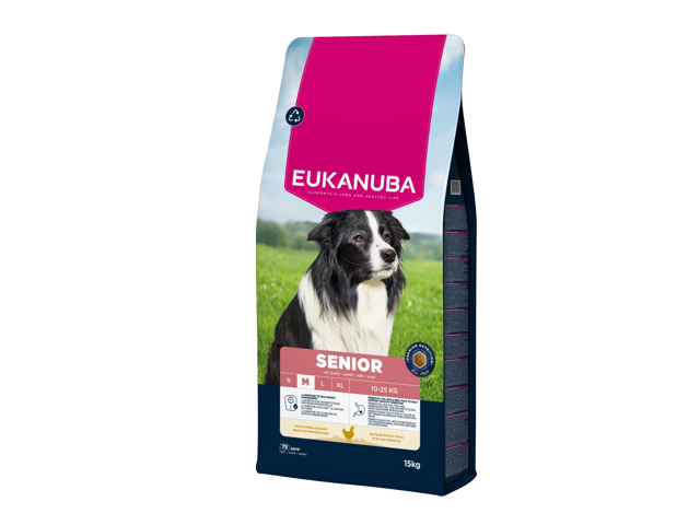 Eukanuba Life Care Senior sausas maistas vidutiniu veisliu vyresnio amziaus sunims su vistiena M kg