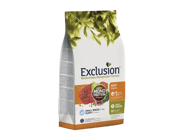 Exclusion-Mediterraneo-begrudis-maistas-su-jautiena-mazu-veisliu-suniukams-2-kg