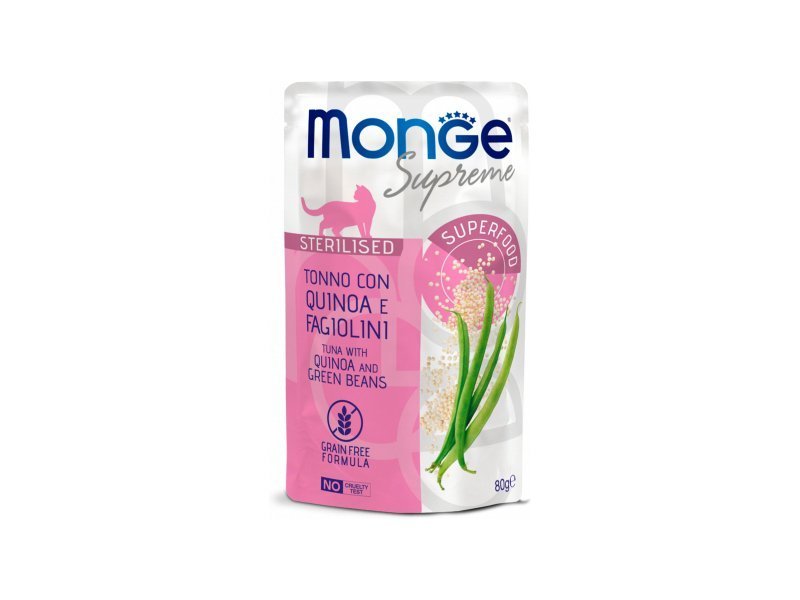 Monge-SUPREME-Cat-Wet-Pouches-Tuna-su-kvinoja-ir-sparaginemis-pupelemis-Sterilised-12x80g