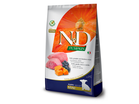 N&D Pumpkin Sausas maistas mažų veislių šuniukams su ėriena ir moliūgais 2.5 kg