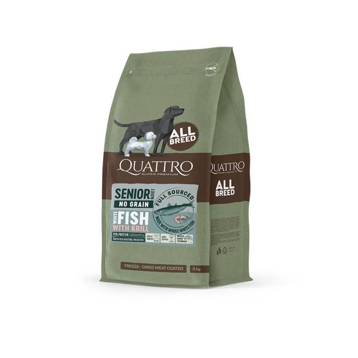 Quattro-begrudis-sausas-maistas-su-balta-zuvimi-ir-kriliu-pagyvenusiems-sunims-3-kg