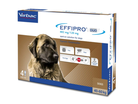 Virbac Effipro Duo 402 mg/120 mg užlašinamasis tirpalas dideliems šunims (40-60 kg)