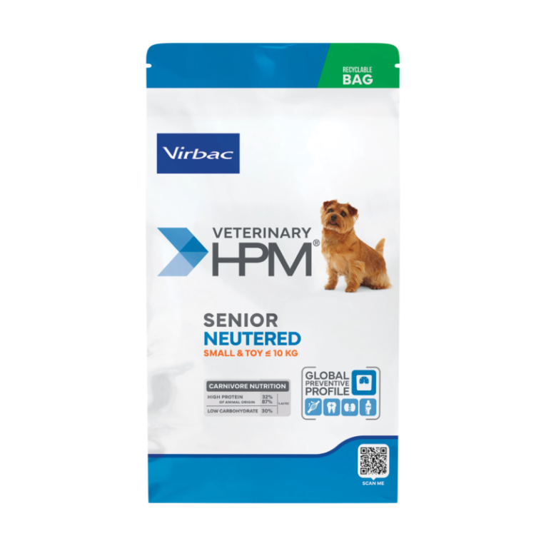 Virbac HPM Veterinarinis sausas maistas mazu ir labai mazu veisliu iki kg sterilizuotiems ir kastruotiems vyresnio amziaus sunims kg