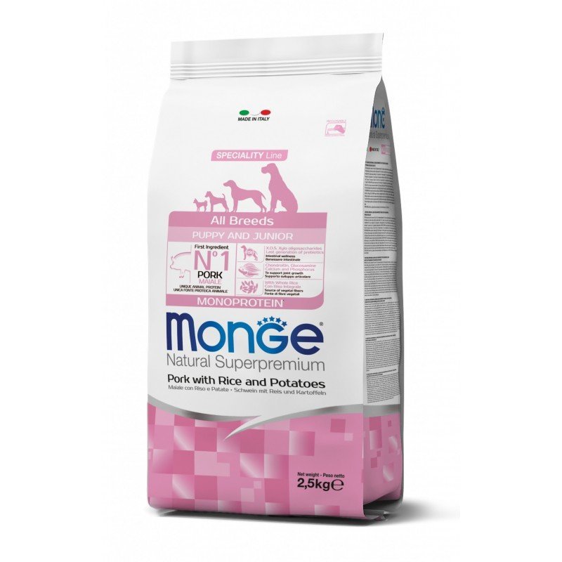 monge-spec-line-monoprotein-puppy-sausas-pasaras-visu-veisliu-jauniems-suniukams-su-kiauliena-ryziais-ir-bulvemis-25kg